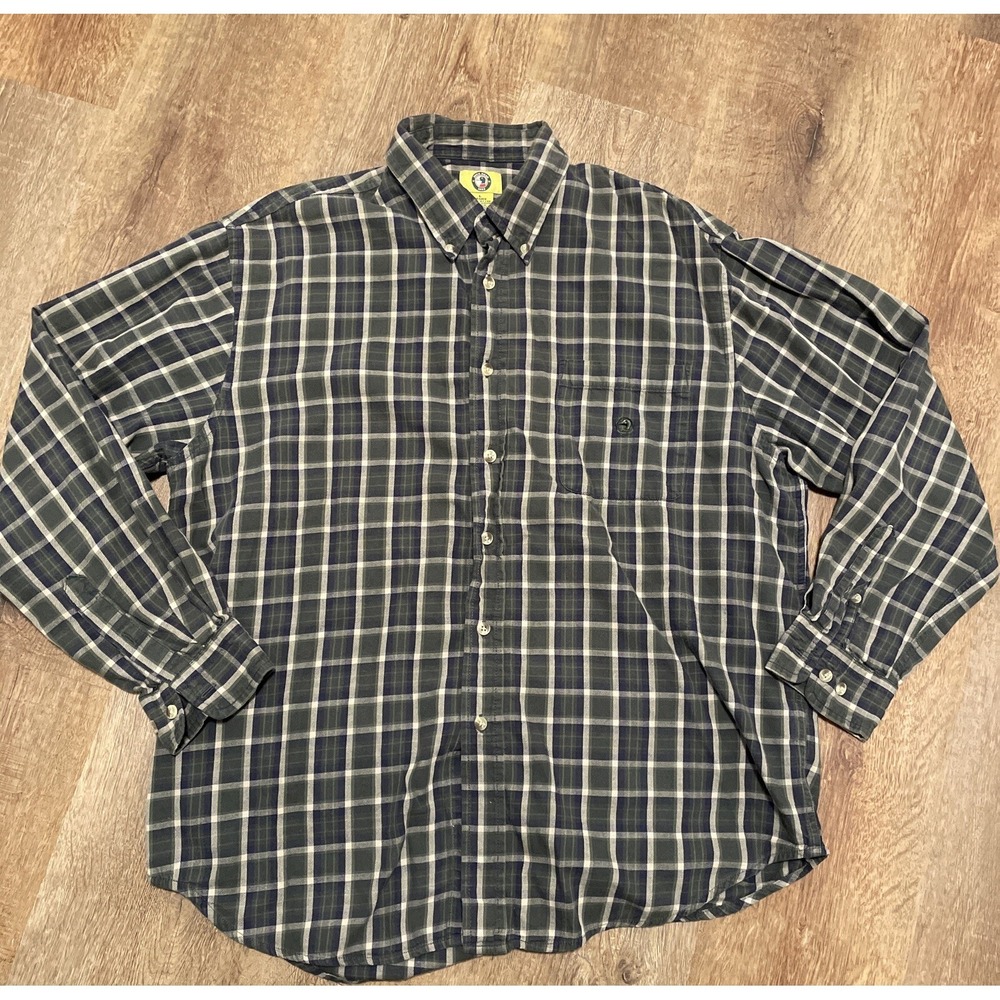 Men's Vintage Duck Head Plaid Long Sleeve Button-Up Shirt Large Yellow Tag